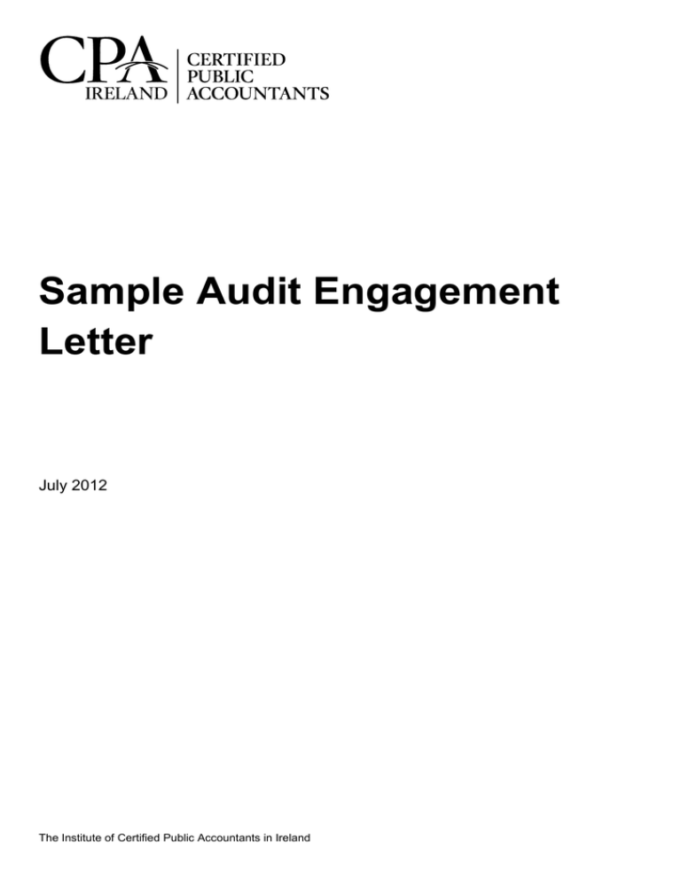 Sample Audit Engagement Letter July 2012