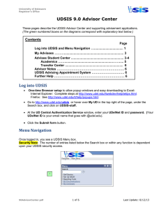 UDSIS 9.0 Advisor Center  Contents