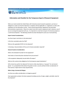 Information and Checklist for the Temporary Export of Research Equipment 