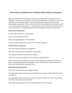 Information and Checklist for the Temporary Export of Research Equipment