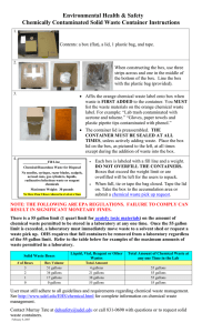 (QYLURQPHQWDO Health &amp; Safety Chemically Contaminated Solid Waste Container Instructions
