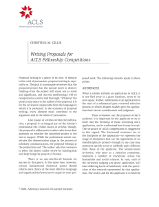 Writing Proposals for ACLS Fellowship Competitions ChRISTINA M. GILLIS