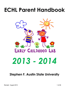 2013 - 2014 ECHL Parent Handbook Stephen F. Austin State University