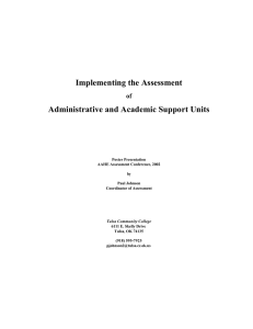 Implementing the Assessment Administrative and Academic Support Units of
