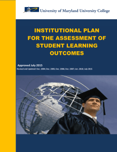 INSTITUTIONAL PLAN FOR THE ASSESSMENT OF STUDENT LEARNING