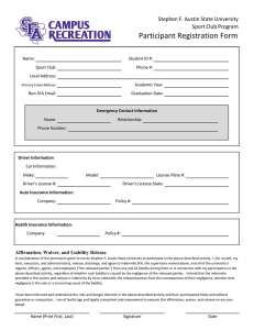 Participant Registration Form Stephen F. Austin State University Sport Club Program