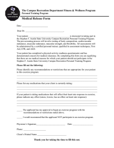 Medical Release Form  The Campus Recreation Department Fitness &amp; Wellness Program