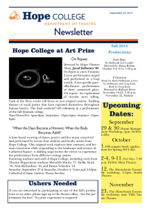 Newsletter Hope College at Art Prize