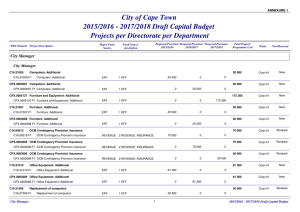 City of Cape Town 2015/2016 - 2017/2018 Draft Capital Budget ANNEXURE 1