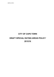 CITY OF CAPE TOWN DRAFT SPECIAL RATING AREAS POLICY 2015/16