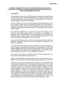 ANNEXURE 4 REVISED CONSUMPTIVE TARIFFS, RATES AND BASIC CHARGES FOR