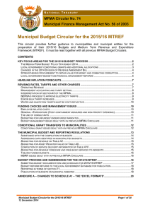 Municipal Budget Circular for the 2015/16 MTREF MFMA Circular No. 74