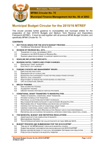 Municipal Budget Circular for the 2015/16 MTREF MFMA Circular No. 75