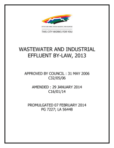 WASTEWATER AND INDUSTRIAL EFFLUENT BY-LAW, 2013