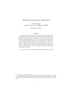 Detecting Learning by Exporting ∗ Jan De Loecker Princeton University, NBER and CEPR