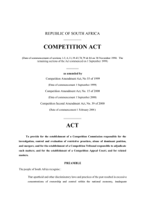 COMPETITION ACT REPUBLIC OF SOUTH AFRICA _________
