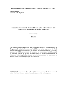 COMMISSION ON SCIENCE AND TECHNOLOGY FOR DEVELOPMENT (CSTD) Fifteenth Session