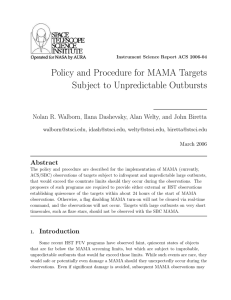 Policy and Procedure for MAMA Targets Subject to Unpredictable Outbursts Abstract