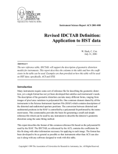 Revised IDCTAB Definition: Application to HST data