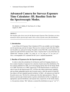 Advanced Camera for Surveys Exposure Time Calculator: III. Baseline Tests for