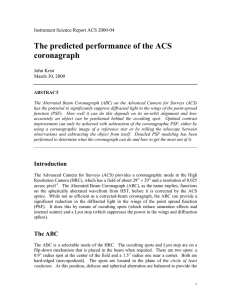 The predicted performance of the ACS coronagraph  Instrument Science Report ACS 2000-04