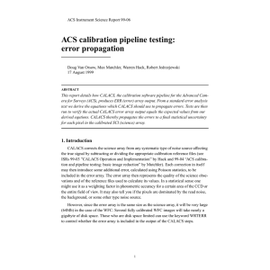 ACS calibration pipeline testing: error propagation