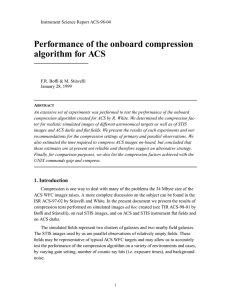 Performance of the onboard compression algorithm for ACS