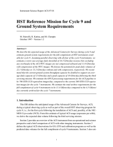 HST Reference Mission for Cycle 9 and Ground System Requirements