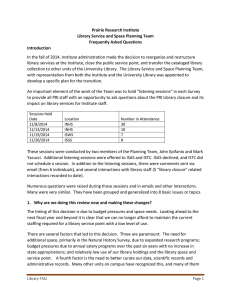 Prairie Research Institute Library Service and Space Planning Team Frequently Asked Questions Introduction