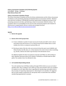 Library Assessment Committee (LAC) Meeting Agenda Main Library Room 428