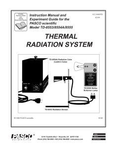 THERMAL RADIATION SYSTEM Instruction Manual and Experiment Guide for the