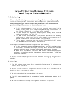 Surgical Critical Care Residency (Fellowship) Overall Program Goals and Objectives