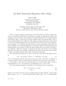 An Ideal Functional Equation with a Ring Zoran ˇSuni´k