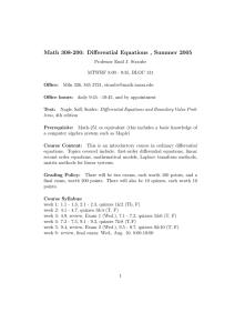 Math 308-200: Differential Equations , Summer 2005