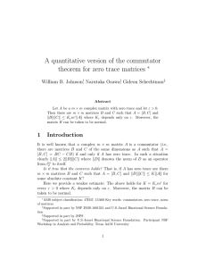 A quantitative version of the commutator theorem for zero trace matrices ∗