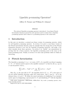Lipschitz p-summing Operators ∗ Jeffrey D. Farmer and William B. Johnson
