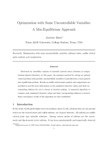 Optimization with Some Uncontrollable Variables: A Min-Equilibrium Approach Jianxin Zhou