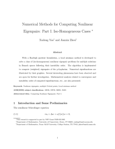 Numerical Methods for Computing Nonlinear Eigenpairs: Part I. Iso-Homogeneous Cases ∗ Xudong Yao