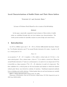 Local Characterizations of Saddle Points and Their Morse Indices Yongxin Li