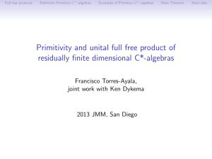 Full free products Definition Primitive C -algebras Examples of Primitive C