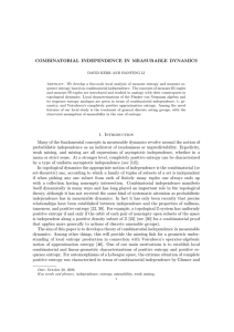 COMBINATORIAL INDEPENDENCE IN MEASURABLE DYNAMICS