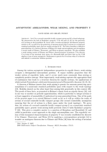 ASYMPTOTIC ABELIANNESS, WEAK MIXING, AND PROPERTY T