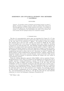 DIMENSION AND DYNAMICAL ENTROPY FOR METRIZED C -ALGEBRAS