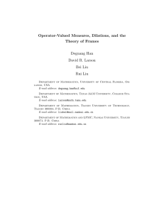 Operator-Valued Measures, Dilations, and the Theory of Frames Deguang Han David R. Larson