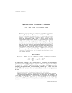 Operator-valued Frames on C*-Modules Victor Kaftal, David Larson, Shuang Zhang