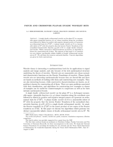 PATCH AND CROSSOVER PLANAR DYADIC WAVELET SETS