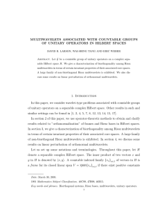 MULTIWAVELETS ASSOCIATED WITH COUNTABLE GROUPS OF UNITARY OPERATORS IN HILBERT SPACES
