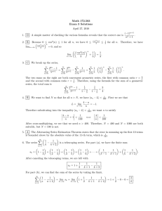 Math 172.503 Exam 3 Solutions April 27, 2010 (−1)