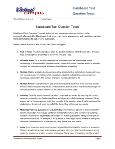Blackboard Test Question Types