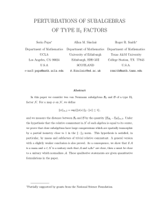 PERTURBATIONS OF SUBALGEBRAS OF TYPE II FACTORS 1